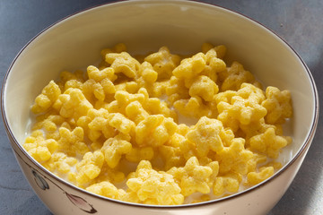 Delicious honey star mix with fresh milk.