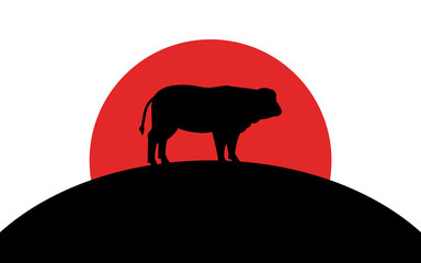 Buffalo icon, african animal, silhouette art image, vector illustration isolated on white background