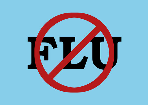 Stop flu sign - large and central in blue