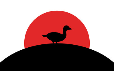 Duck silhouette art image, vector illustration isolated on white background