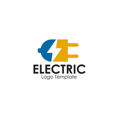 Electric plug in logo design vector template