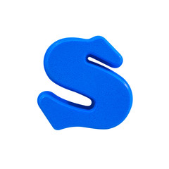 letter S uppercase alphabet plastic on white background with Clipping path