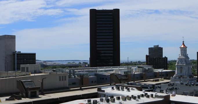 Scene at New Haven, Connecticut city center 4K