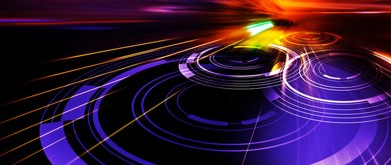 Panoramic high speed technology concept, light abstract background