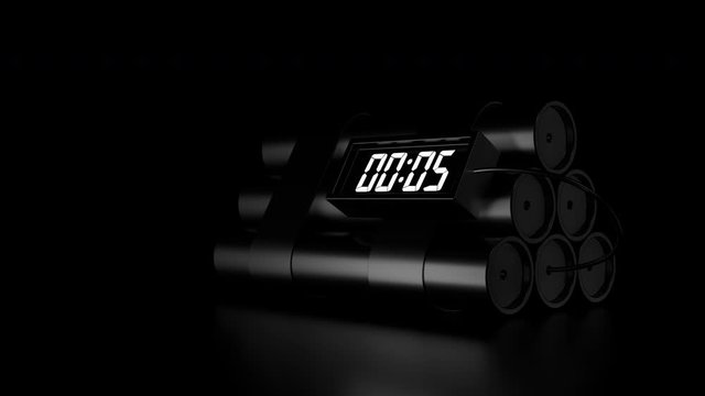 10 seconds counting down of Dynamite. 3D animation with 4k resolution.