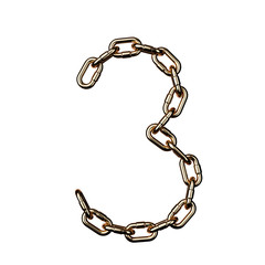 Fototapeta premium Font digit three 3 chain