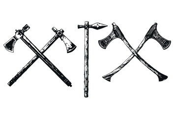 Battle viking ax vector illustration.