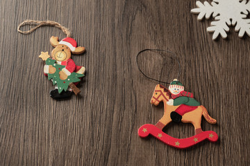 New Year card with wooden Christmas toys