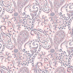 Gordijnen Paisley vector naadloze patroon. Fantastische bloem, bladeren. Textiel Boheemse print. Batik schilderij. Vintage © antalogiya