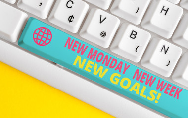 Conceptual hand writing showing New Monday New Week New Goals. Concept meaning goodbye weekend...