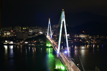 bridge at night 여수 한국 여행