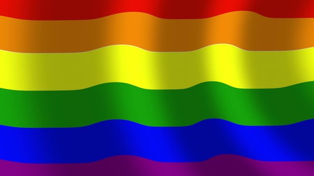 Gay pride rainbow flag waving in the wind, seamless loop background. 4k