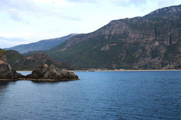 Fototapeta na wymiar view of the sea and mountains – Fethiye ölüdeniz yatch tour