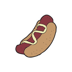 digitally drawn illustration Hot dog design. hand drawing style