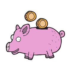 digitally drawn illustration piggy bank design. hand drawing style