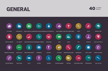 general concept 40 colorful round icons set