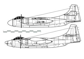 North American AJ A-2 Savage. Outline vector drawing