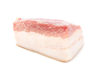 Piece of pork fatback isolated on white