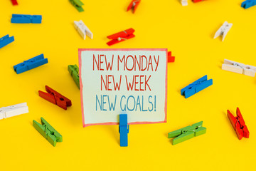 Conceptual hand writing showing New Monday New Week New Goals. Concept meaning goodbye weekend...