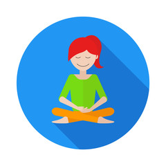 Flat girl character meditation icon
