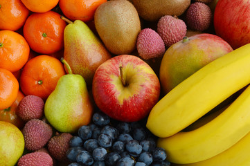 Mixed many type of fruits. The best Winter fruits.