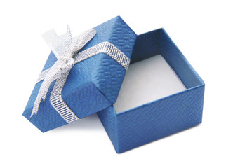 Empty gift box with bow on white background