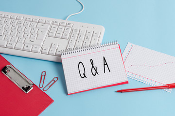 Writing note showing Q And A. Business concept for a period of time or an occasion when someone...
