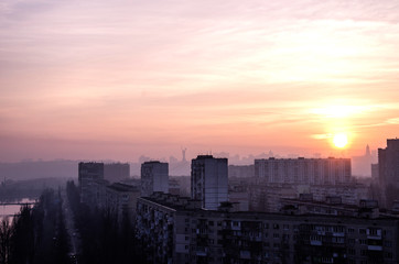 Obraz premium sunset over city