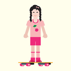 Girl and her skateboard.