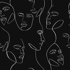 Seamless pattern, portraits of girls