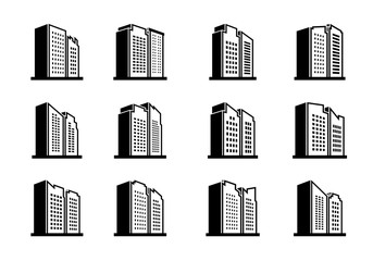 Fototapeta premium Line perspective building urban icon on white background, Vector company and bank collection
