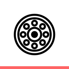 Bearing icon in flat isolated on white background, wheel vector illustration for web site or mobile app