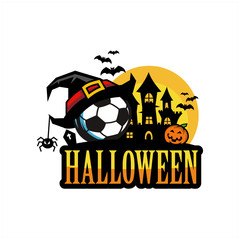 Soccer Football Halloween Castle Logo 04