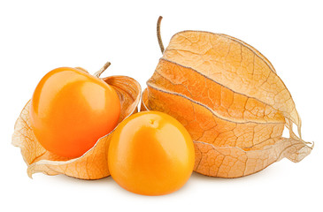 Cape gooseberry, physalis isolated on white background, clipping path, full depth of field