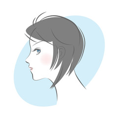 Side view of short hair woman