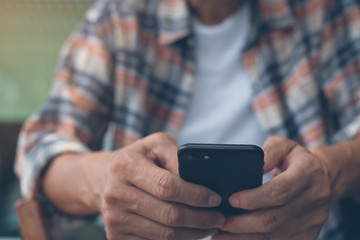 Man using smartphone