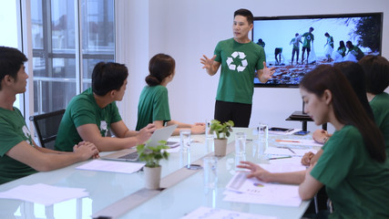 Participation Concept. Volunteer Team talking for work together at meeting room. 4k Resolution.