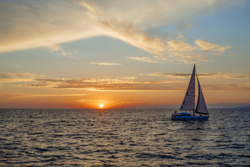 sailboat at sunset