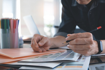 Designer working in studio