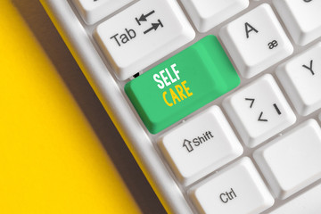 Word writing text Self Care. Business photo showcasing the practice of taking action to improve one...