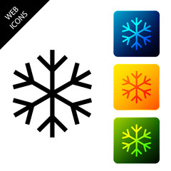Snowflake icon isolated on white background. Set icons colorful square buttons. Vector Illustration