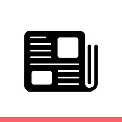 Newspaper icon in flat isolated on white background, news vector illustration for web site or mobile app
