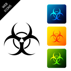 Biohazard symbol icon isolated on white background. Set icons colorful square buttons. Vector Illustration