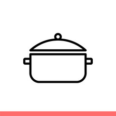 Pot icon in flat isolated on white background, cooking vector illustration for web site or mobile app