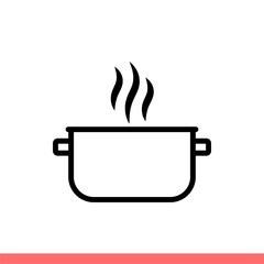 Pot icon in flat isolated on white background, cooking vector illustration for web site or mobile app