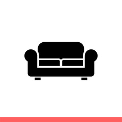 Sofa icon in flat isolated on white background, furniture vector illustration for web site or mobile app