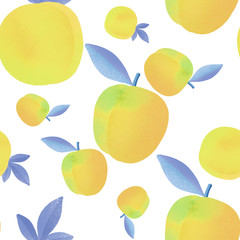 yellow Peach fruit seamless pattern