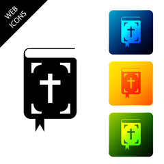 Obraz premium Bible book icon isolated on white background. Holy Bible book sign. Set icons colorful square buttons. Vector Illustration