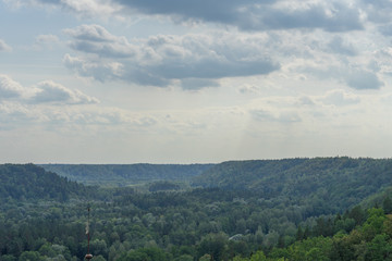 Obraz premium Aerial view of beautiful green forest, Latvia