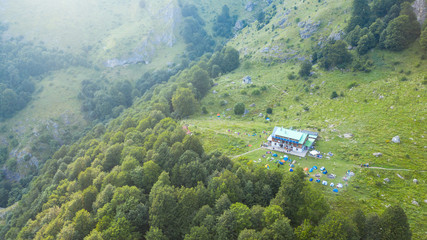 Hut high in the mountain.